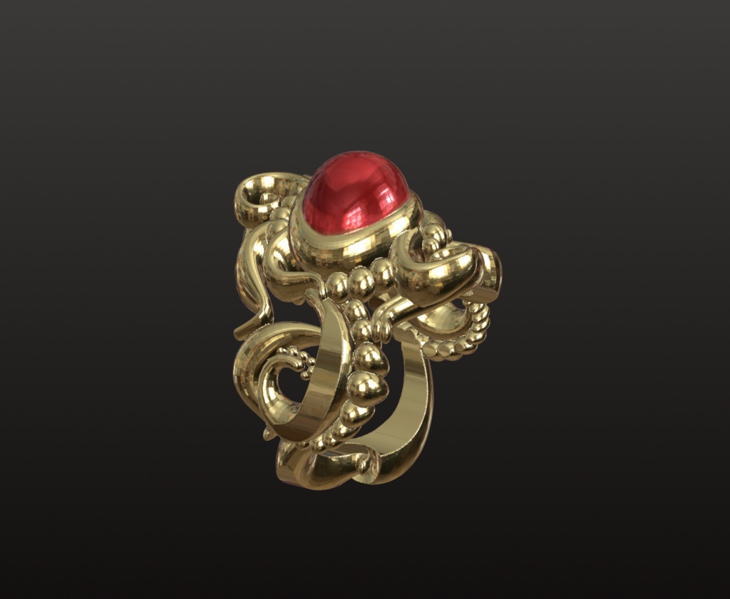 ファンタジー宝石リング 3Dデータ(OBJ/STL)