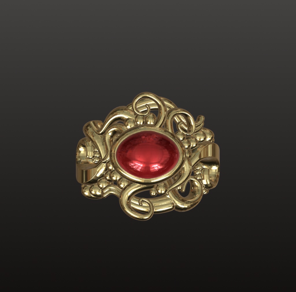 ファンタジー宝石リング　3Dデータ（OBJ/STL）