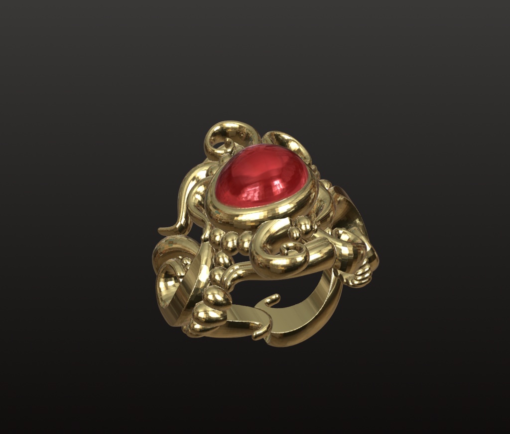 ファンタジー宝石リング 3Dデータ(OBJ/STL)