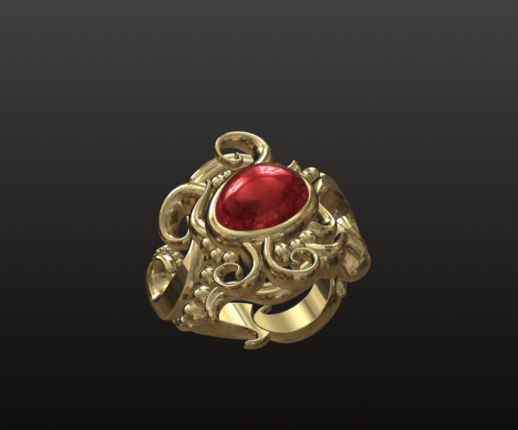 ファンタジー宝石リング 3Dデータ(OBJ/STL)