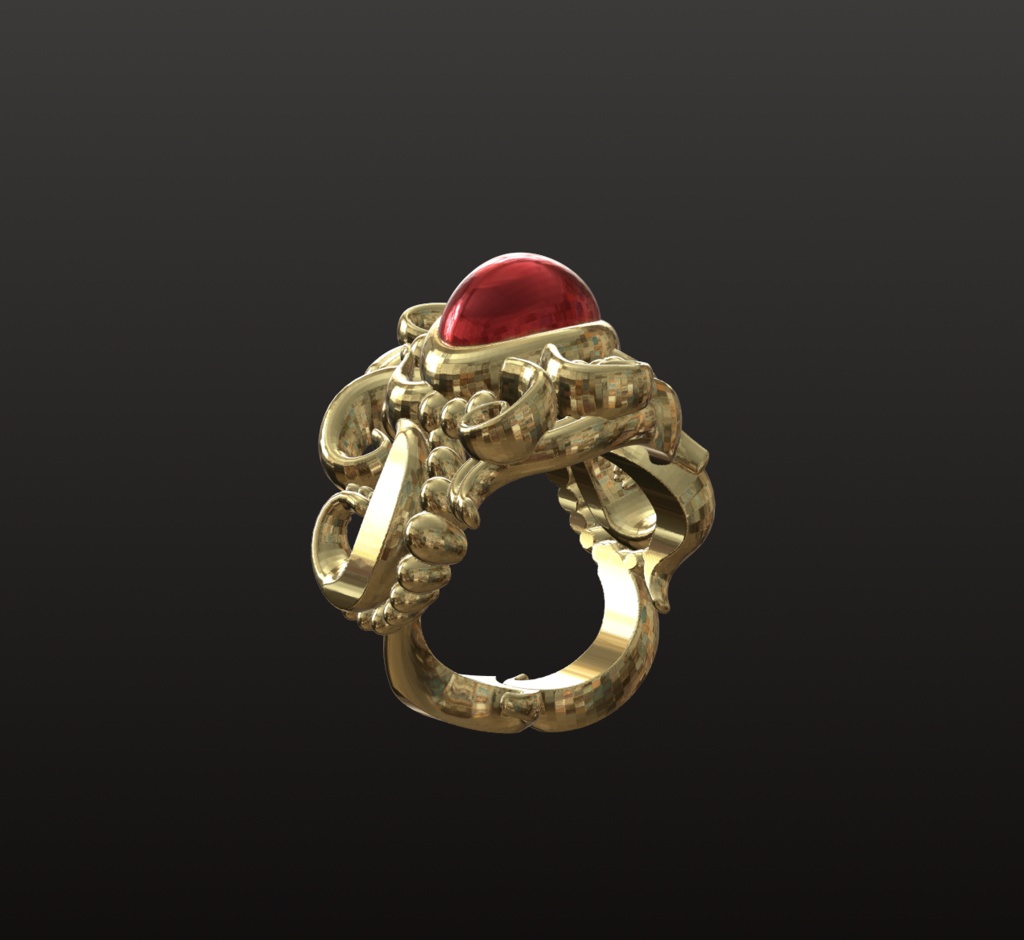 ファンタジー宝石リング 3Dデータ(OBJ/STL)