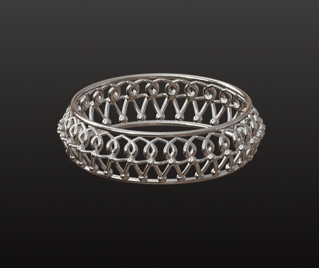 パターンレース風・細身リング 3Dデータ(OBJ/STL)