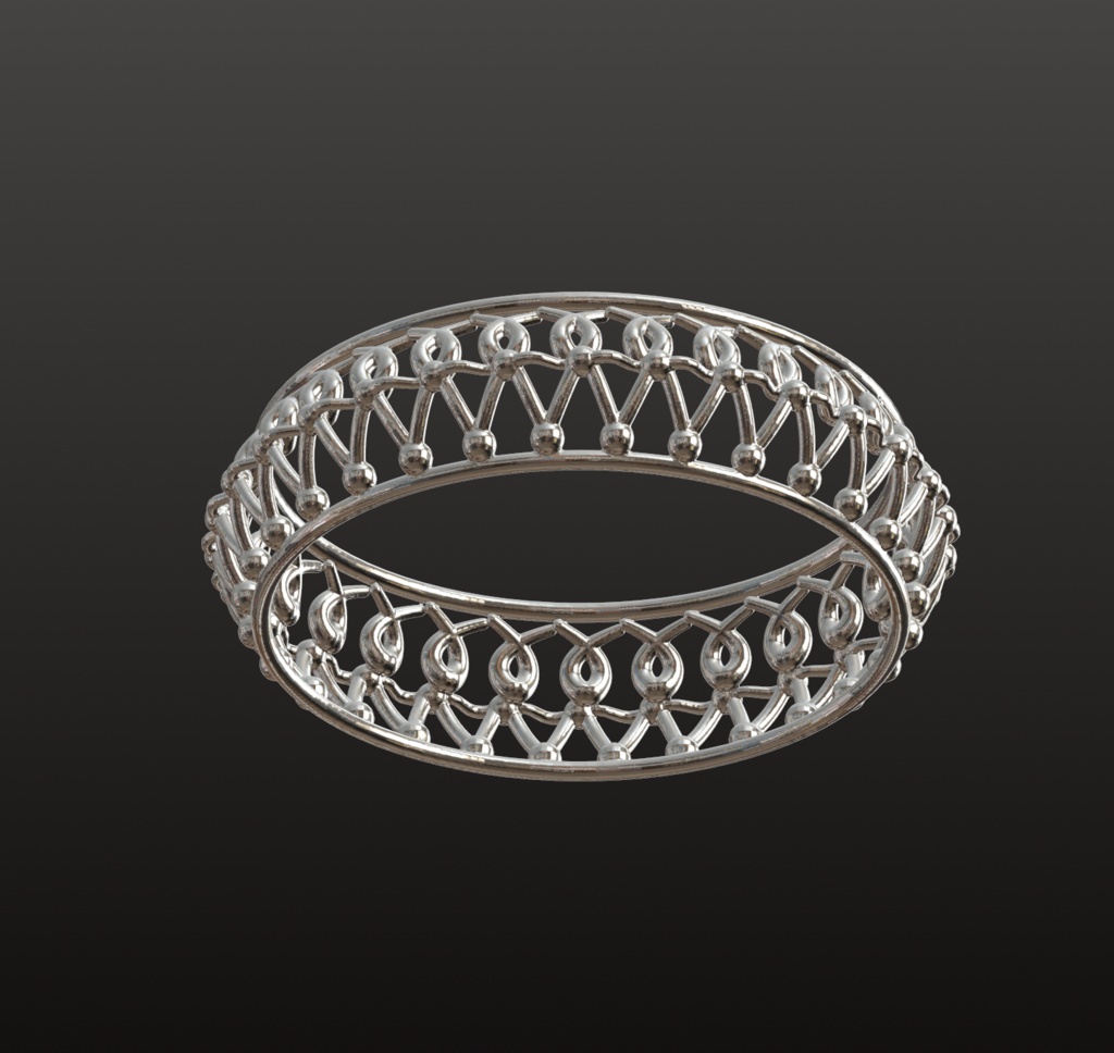 パターンレース風・細身リング 3Dデータ(OBJ/STL)