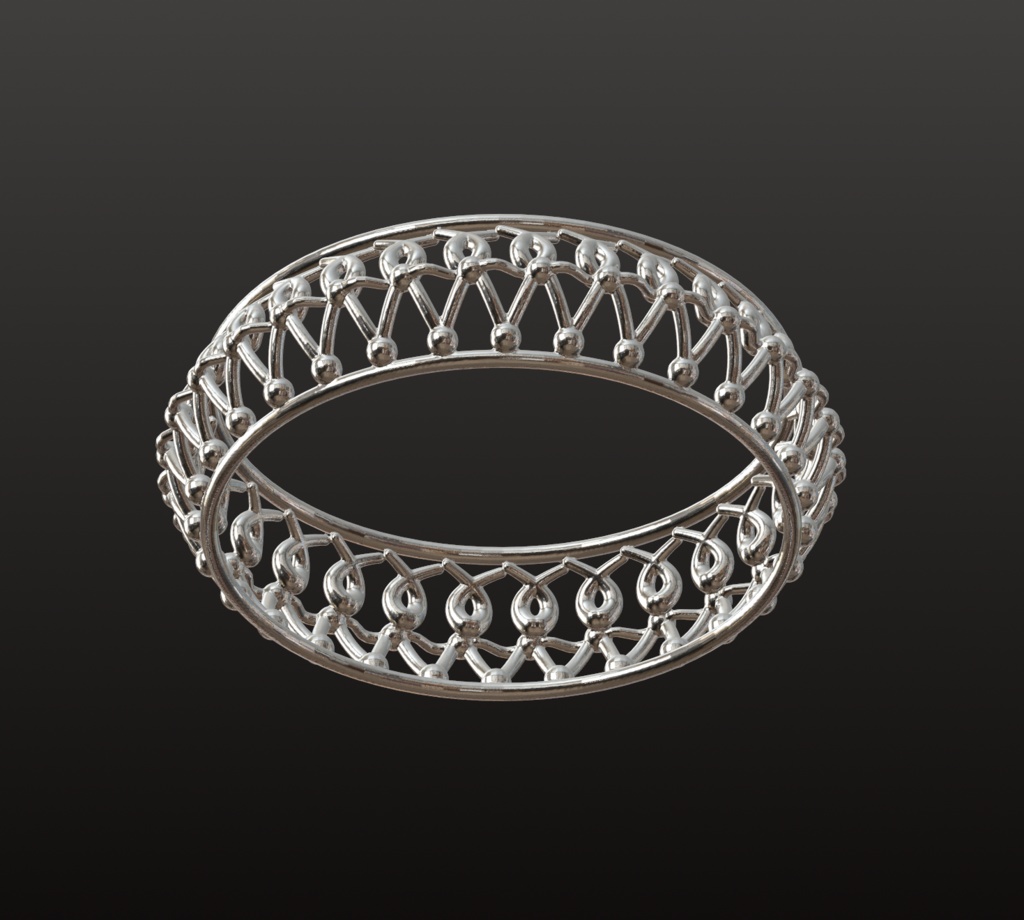 パターンレース風・細身リング 3Dデータ(OBJ/STL)