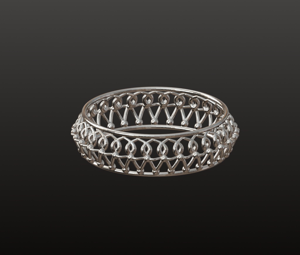 パターンレース風・細身リング 3Dデータ(OBJ/STL)