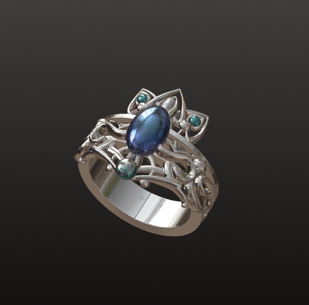 青の魔導オーブリング　3Dデータ（OBJ/STL）