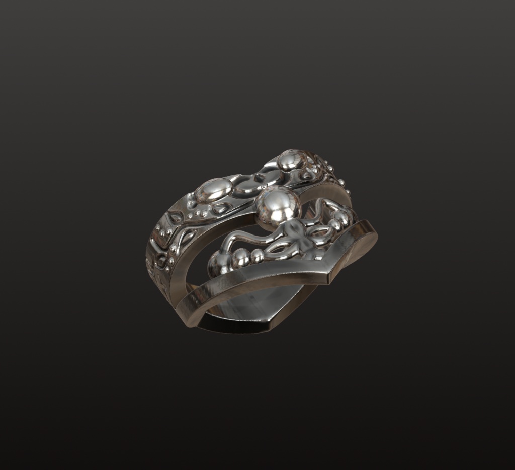 王冠モチーフ・紋章リング3Dデータ(OBJ/STL)