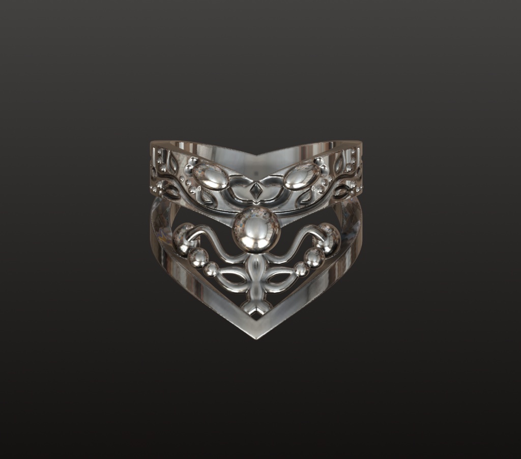 王冠モチーフ・紋章リング3Dデータ(OBJ/STL)