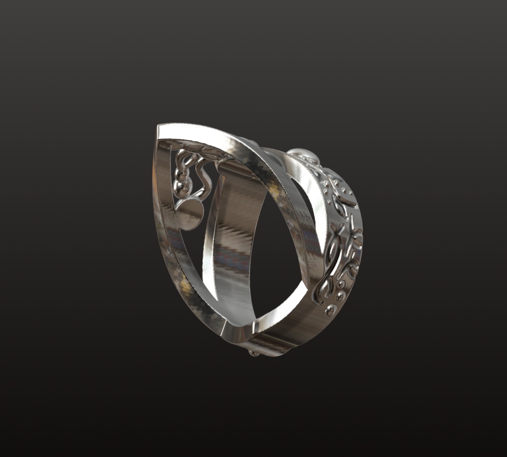 王冠モチーフ・紋章リング3Dデータ(OBJ/STL)