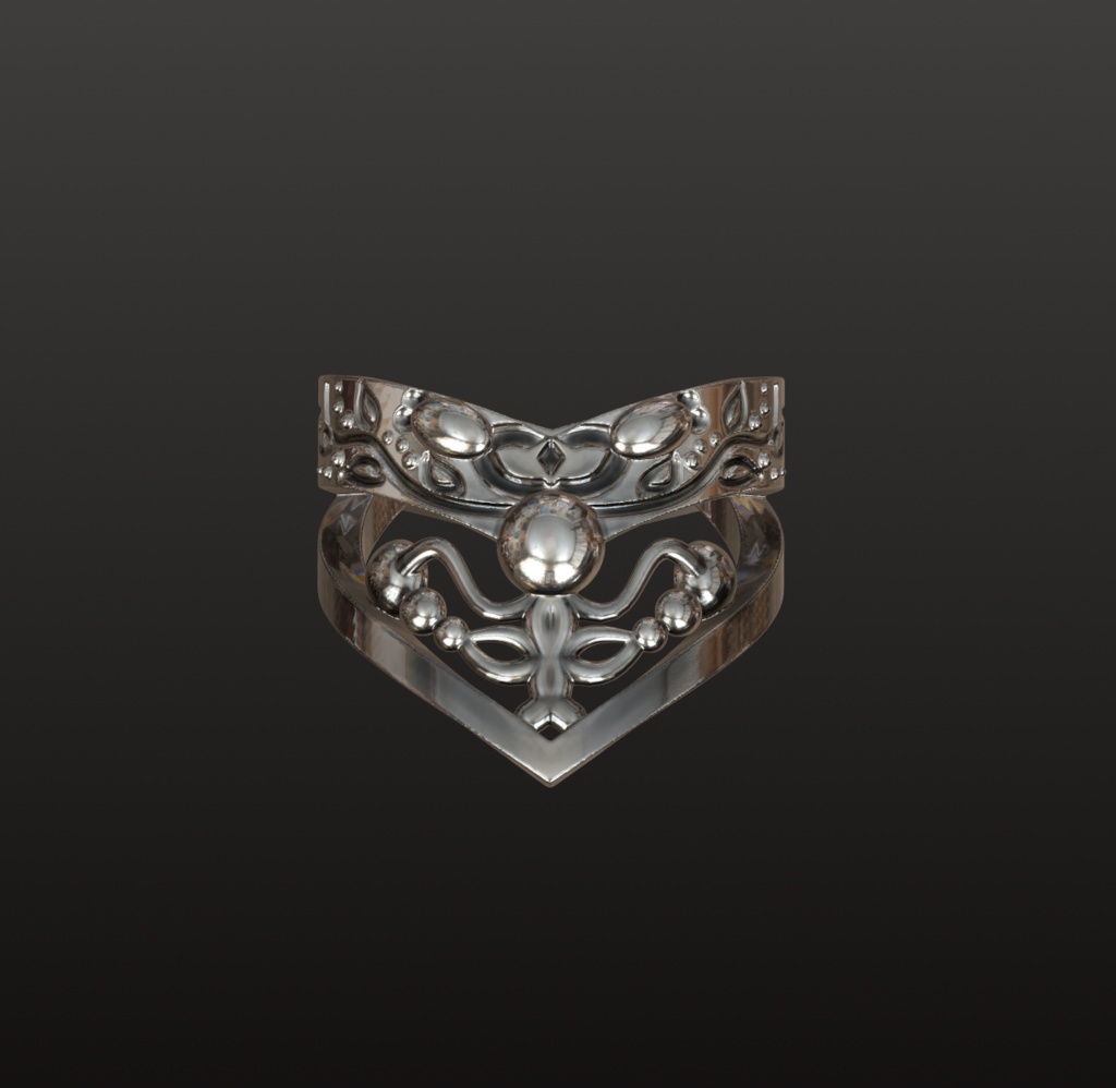 王冠モチーフ・紋章リング3Dデータ(OBJ/STL)