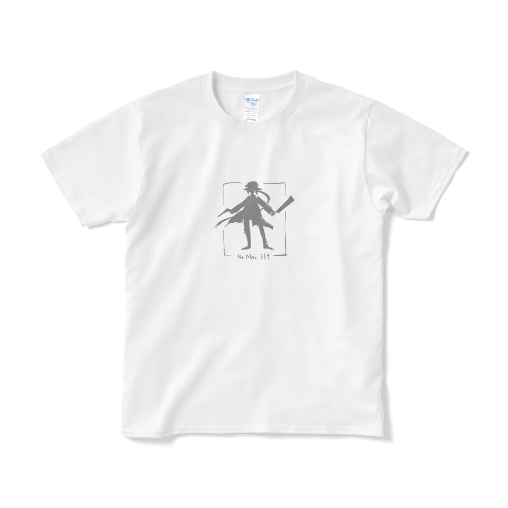 【竜と勇者と配達人】吉田「ノーモアエルフ」Tシャツ(白/黒)