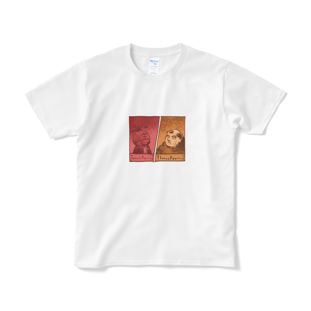 コンセプトTシャツ「トマト・アクァナス VS トマス・アクィナス」(白/黒/赤)