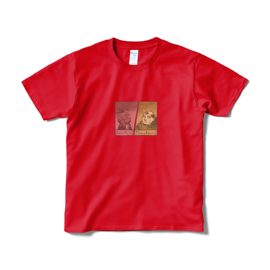 コンセプトTシャツ「トマト・アクァナス VS トマス・アクィナス」（白/黒/赤）