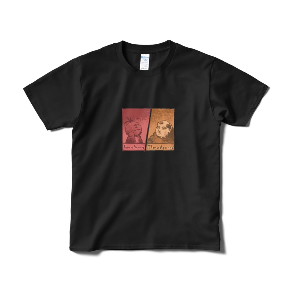 コンセプトTシャツ「トマト・アクァナス VS トマス・アクィナス」(白/黒/赤)