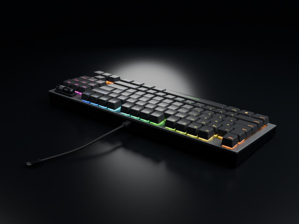 【VRChatワールド向け】Silver87 ゲーミングキーボード|流れるRGB・単色9色・指接触対応