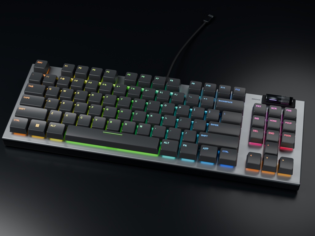 【VRChatワールド向け】Silver87 ゲーミングキーボード｜流れるRGB・単色9色・指接触対応