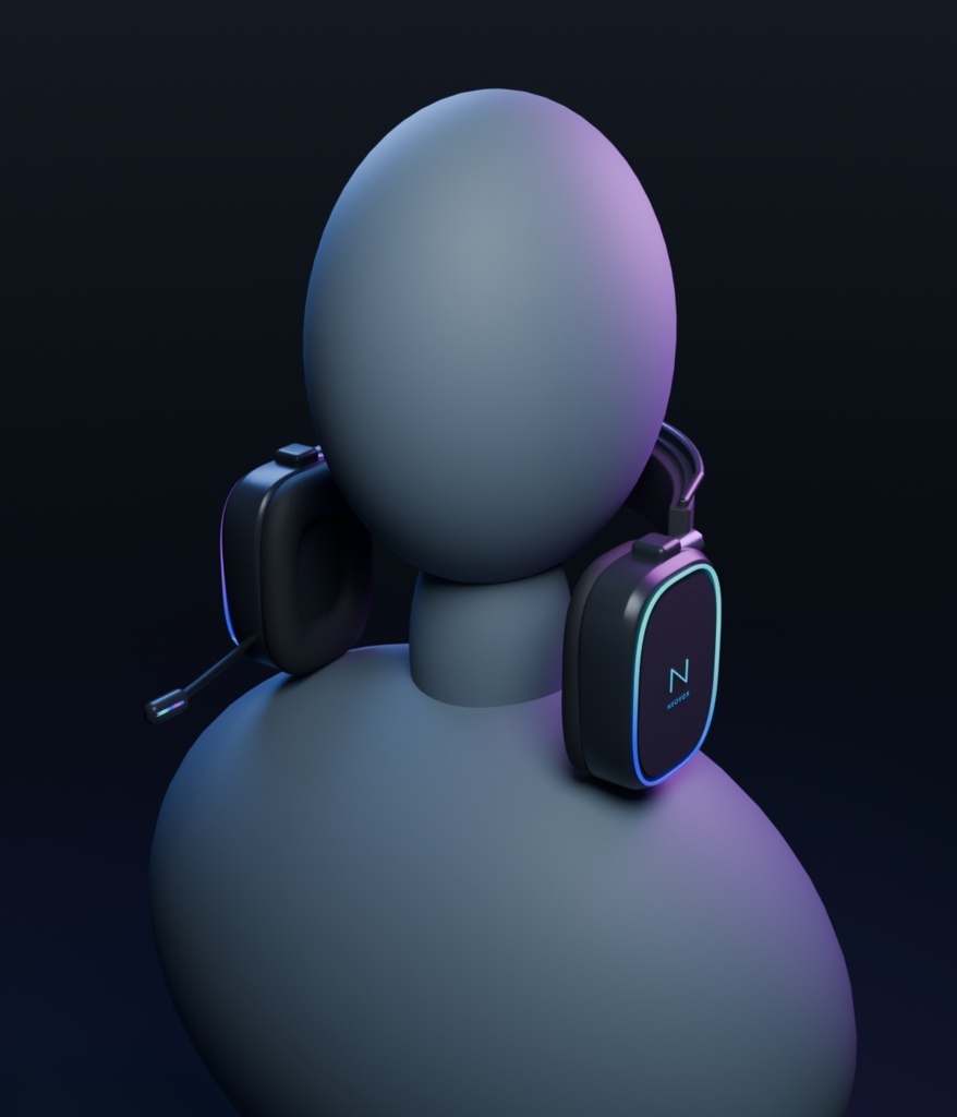 【VRChatアバター向け】NEOVOX RGBヘッドセット|頭・首掛け切替/スタンド付き