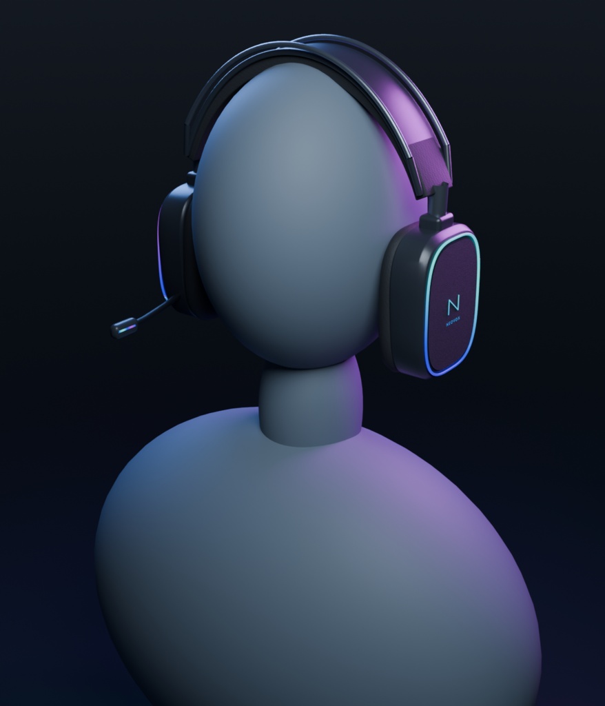 【VRChatアバター向け】NEOVOX RGBヘッドセット|頭・首掛け切替/スタンド付き