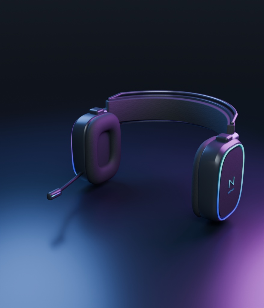 【VRChatアバター向け】NEOVOX RGBヘッドセット|頭・首掛け切替/スタンド付き