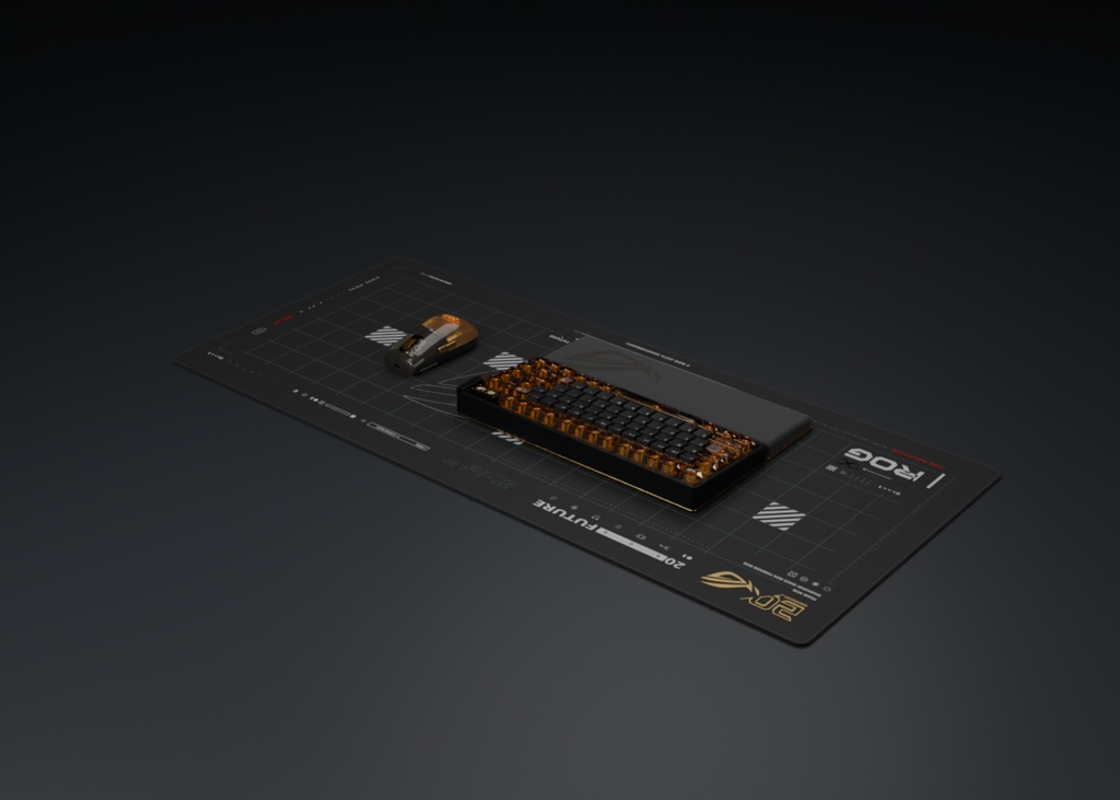 【非公式再現3Dモデル】ROG 20th 周辺機器4点セット|キーボード・マウス・リストレスト・マウスパッド【VRChat】