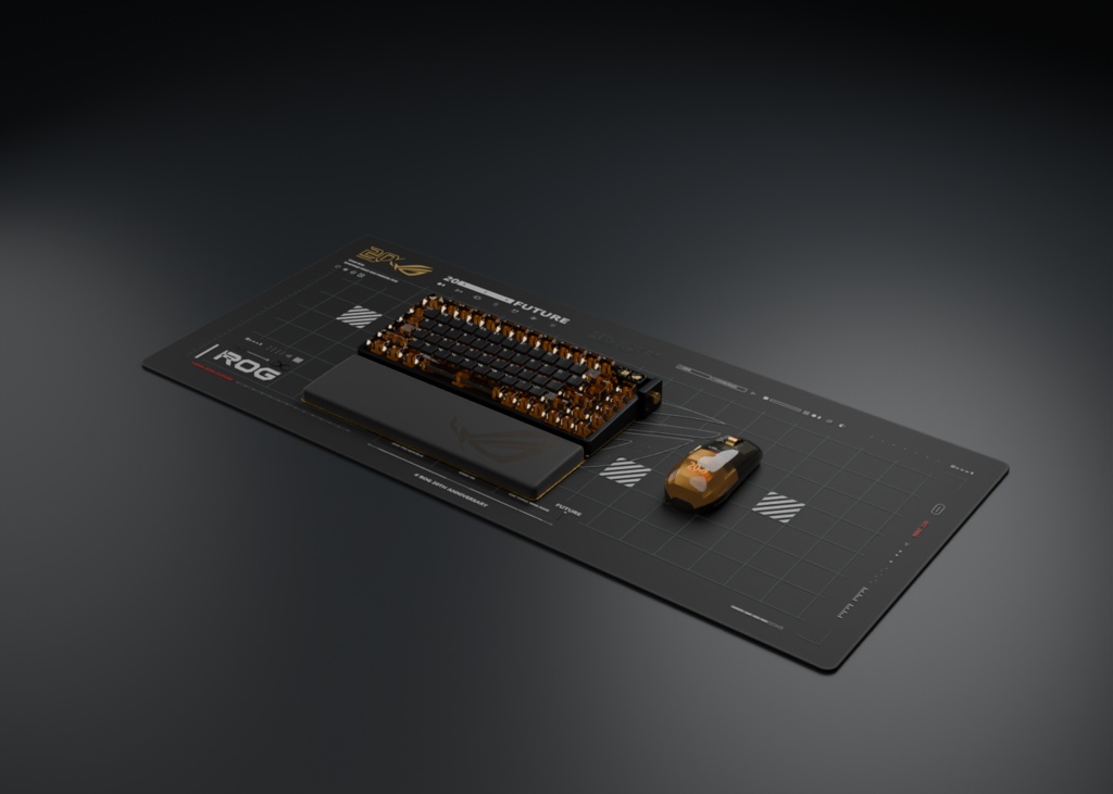 【非公式再現3Dモデル】ROG 20th 周辺機器4点セット｜キーボード・マウス・リストレスト・マウスパッド【VRChat】