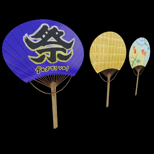 3Dモデル「シンプルうちわ3点セット」