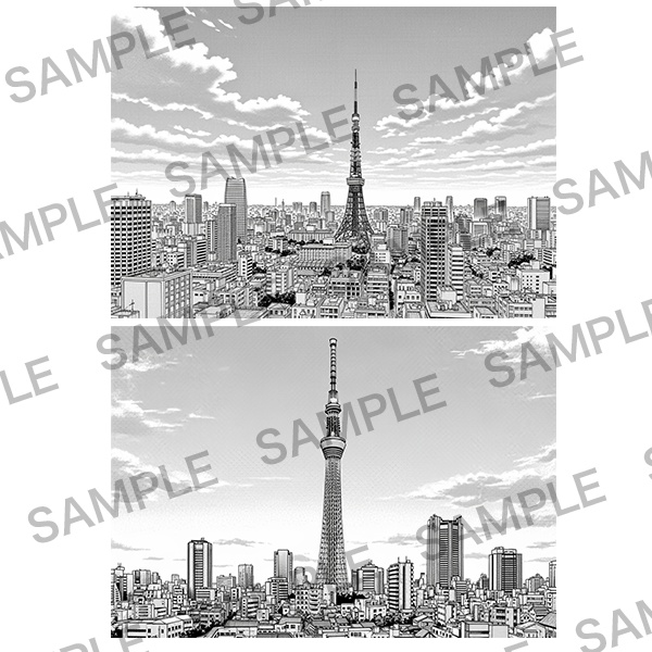 【漫画素材】背景シリーズ「空とビル」PNG15点セット