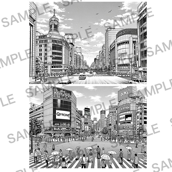 【漫画素材】背景シリーズ「空とビル」PNG15点セット