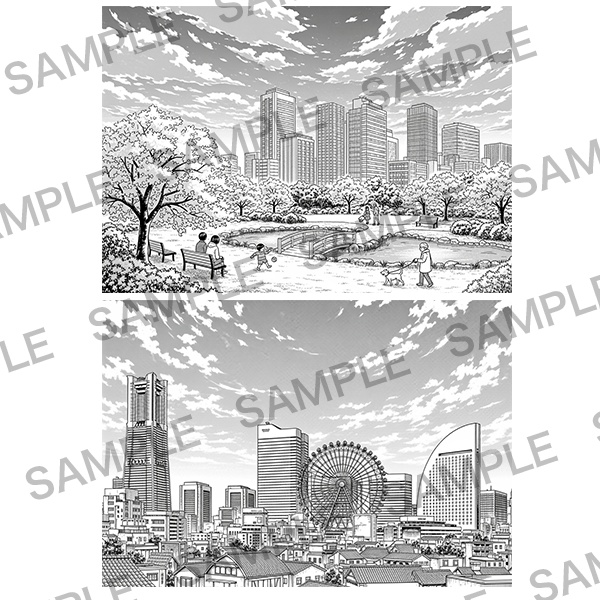 【漫画素材】背景シリーズ「空とビル」PNG15点セット