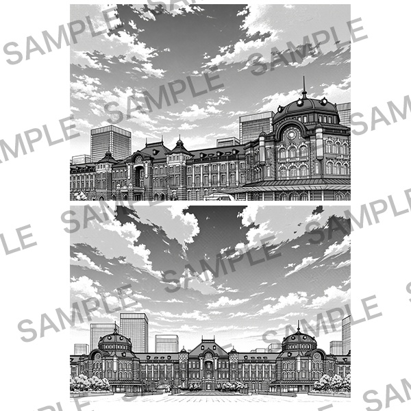 【漫画素材】背景シリーズ「空とビル」PNG15点セット