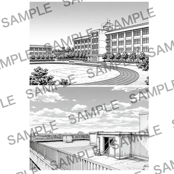 【漫画素材】背景シリーズ「学校編(校舎の外)」PNG17点セット