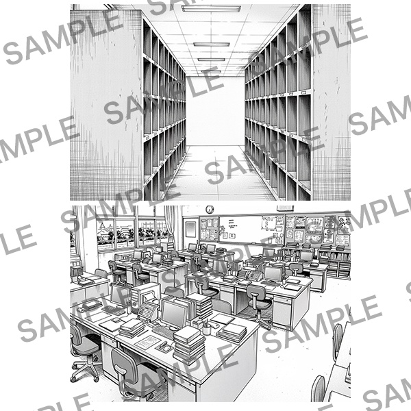 【漫画素材】背景シリーズ「学校編(校舎の中)」PNG20点セット