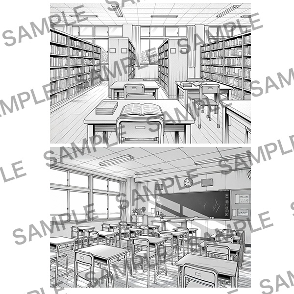 【漫画素材】背景シリーズ「学校編(校舎の中)」PNG20点セット