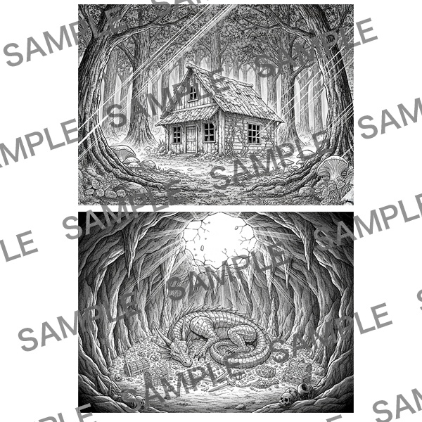 【漫画素材】背景シリーズ「異世界編(街の外②)」PNG12点セット