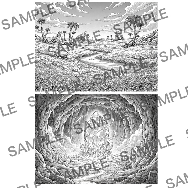 【漫画素材】背景シリーズ「異世界編(街の外②)」PNG12点セット