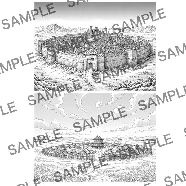 【漫画素材】背景シリーズ「異世界編(街の外②)」PNG12点セット