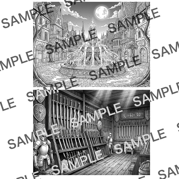 【漫画素材】背景シリーズ「異世界編(街の中)」PNG20点セット