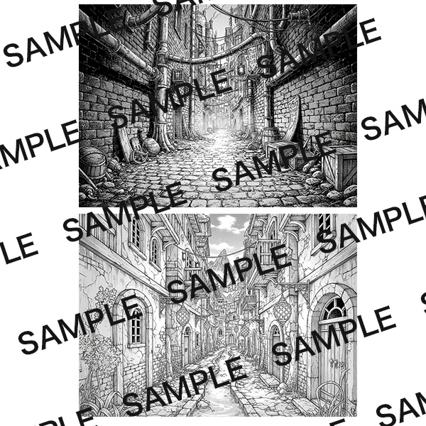 【漫画素材】背景シリーズ「異世界編(街の中)」PNG20点セット