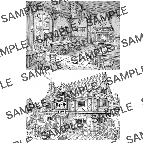 【漫画素材】背景シリーズ「異世界編(街の中)」PNG20点セット