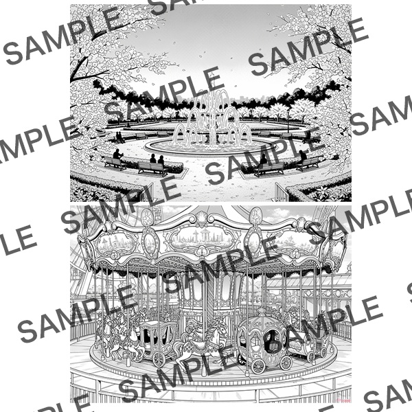 【漫画素材】背景シリーズ「おでかけスポット①」PNG15点セット