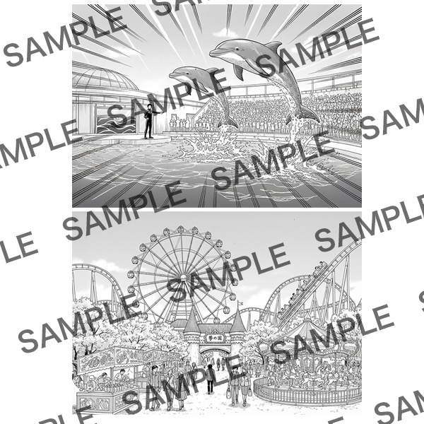 【漫画素材】背景シリーズ「おでかけスポット①」PNG15点セット