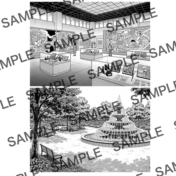 【漫画素材】背景シリーズ「おでかけスポット①」PNG15点セット