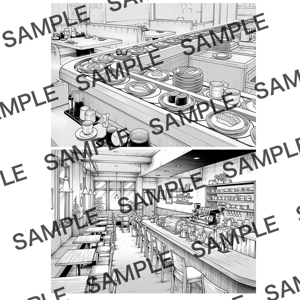 【漫画素材】背景シリーズ「おでかけスポット②」PNG15点セット