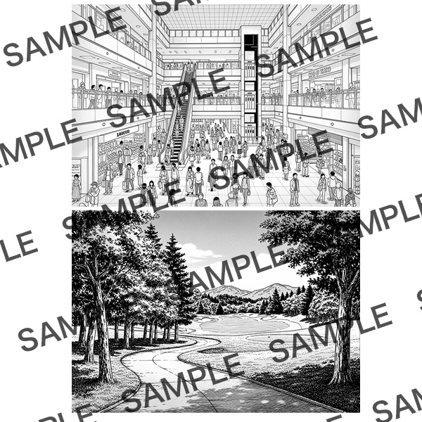 【漫画素材】背景シリーズ「おでかけスポット④」PNG17点セット