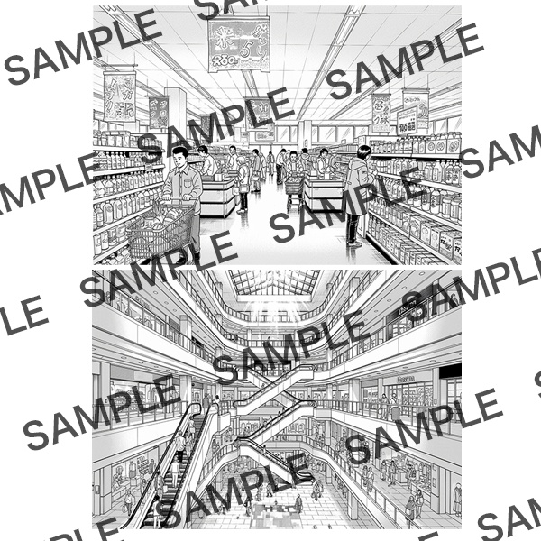 【漫画素材】背景シリーズ「おでかけスポット④」PNG17点セット