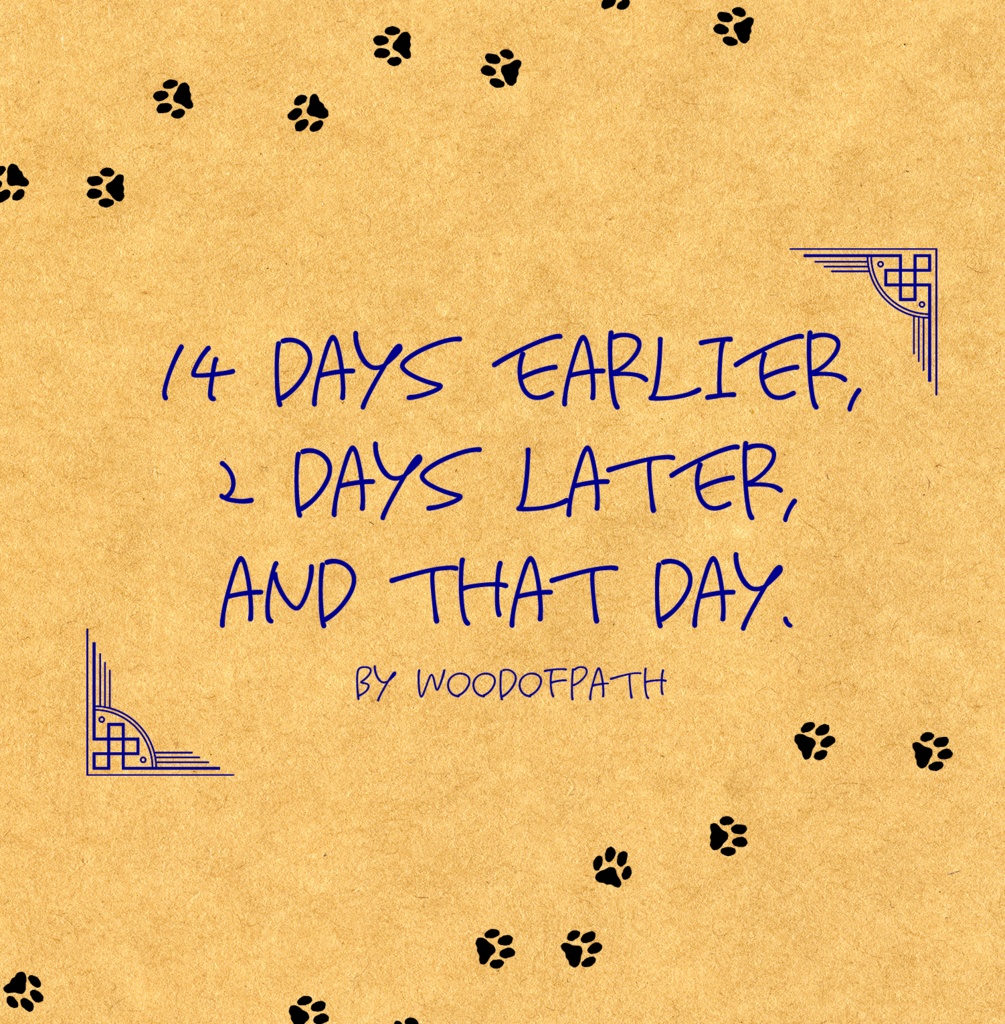 14 Days Earlier, 2 Days Later, And That Day.