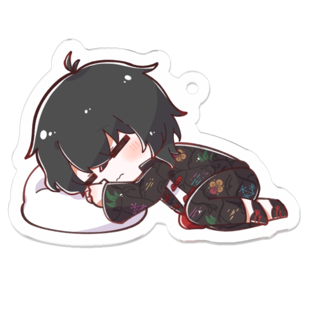 ミニ黒笹アクリルキーホルダー(眠）