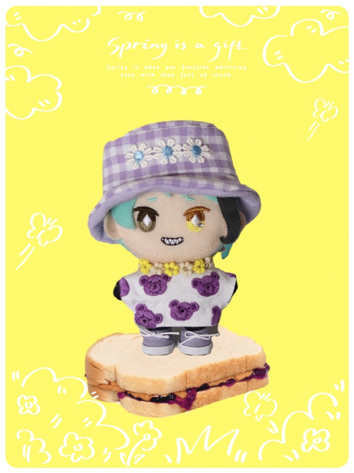 パープルギンガムチェックフラワーハット