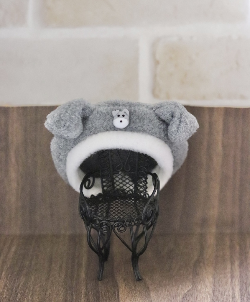 グレーのわんこベレー帽