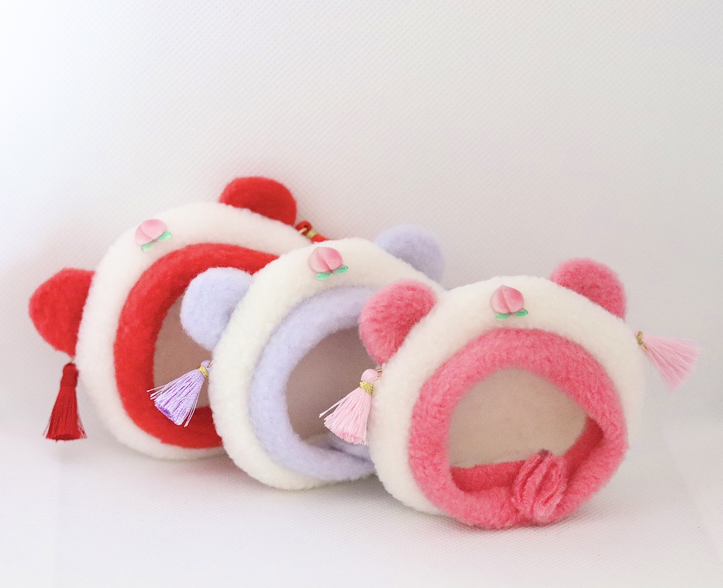 パンダ&桃タッセル帽